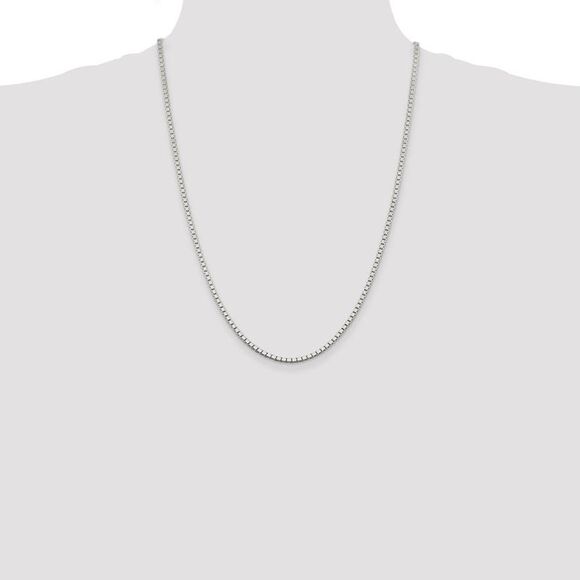 2.5mm Sterling Silver, Solid Box Chain Necklace, 24 Inch - Picture 2 of 8
